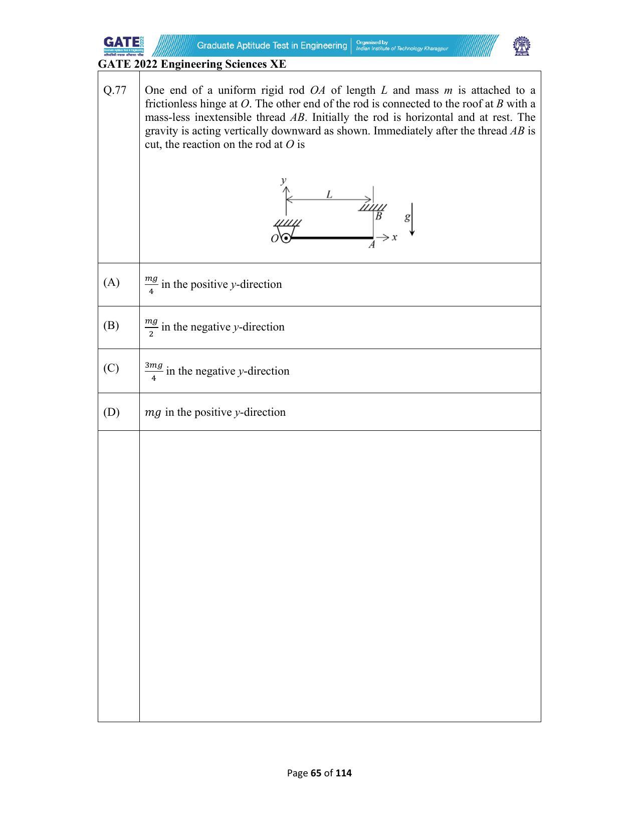 GATE 2022 Engineering Sciences (XE) Question Paper - Page 65