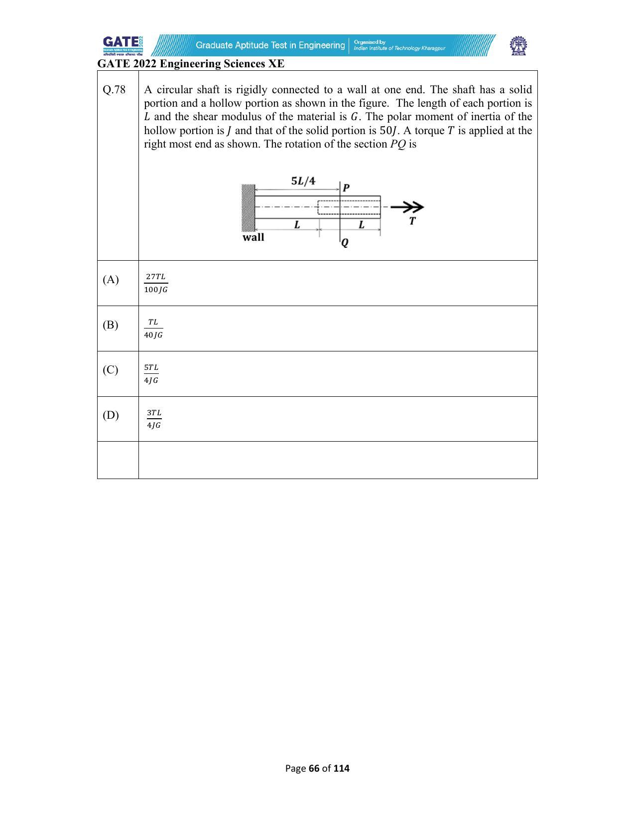 GATE 2022 Engineering Sciences (XE) Question Paper - Page 66