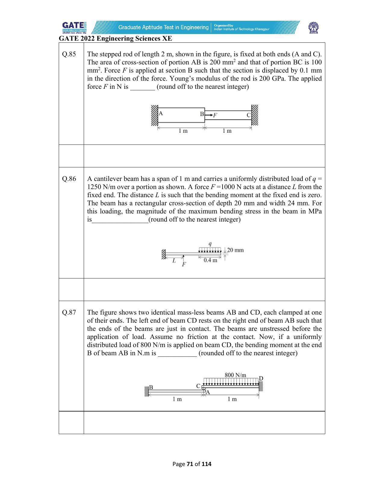 GATE 2022 Engineering Sciences (XE) Question Paper - Page 71