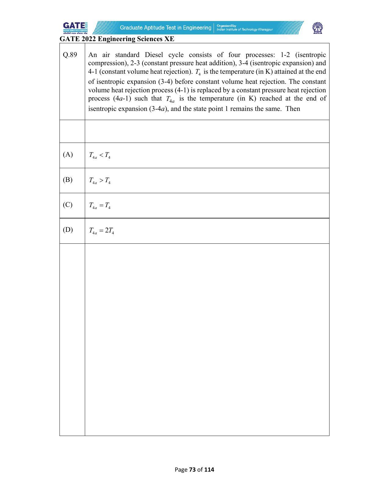 GATE 2022 Engineering Sciences (XE) Question Paper - Page 73