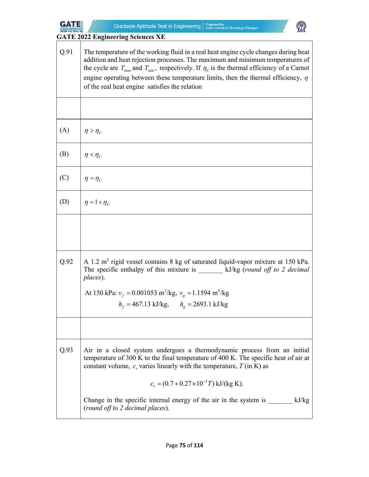 GATE 2022 Engineering Sciences (XE) Question Paper - Page 75