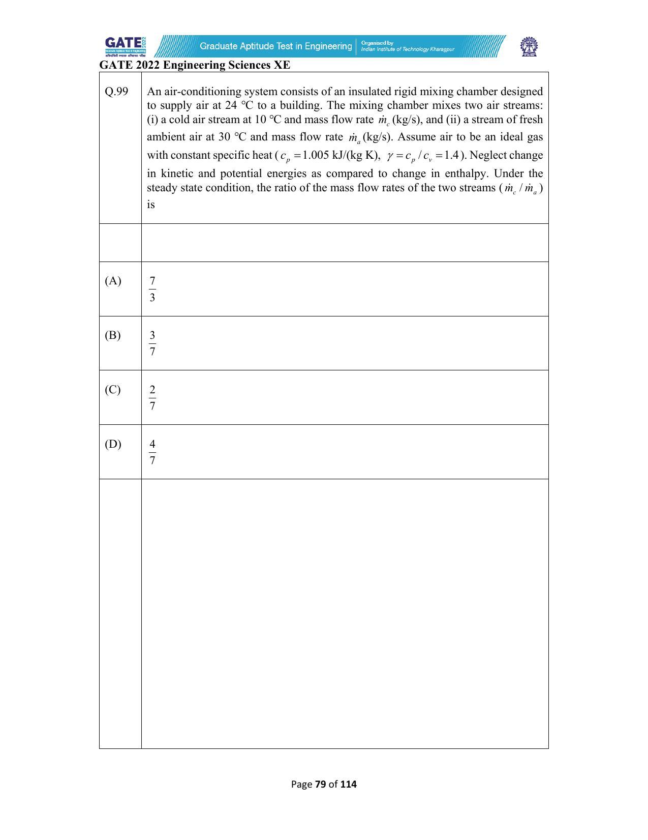 GATE 2022 Engineering Sciences (XE) Question Paper - Page 79