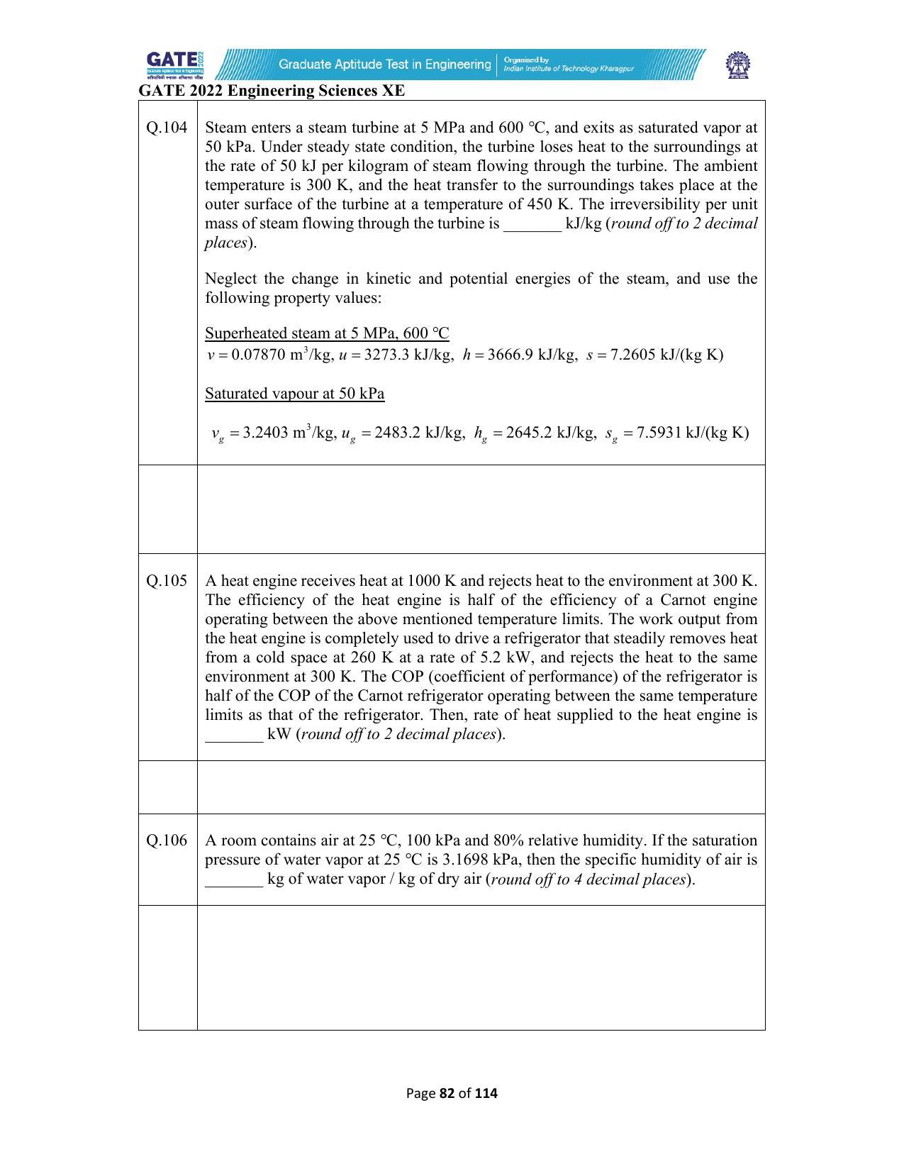 GATE 2022 Engineering Sciences (XE) Question Paper - Page 82