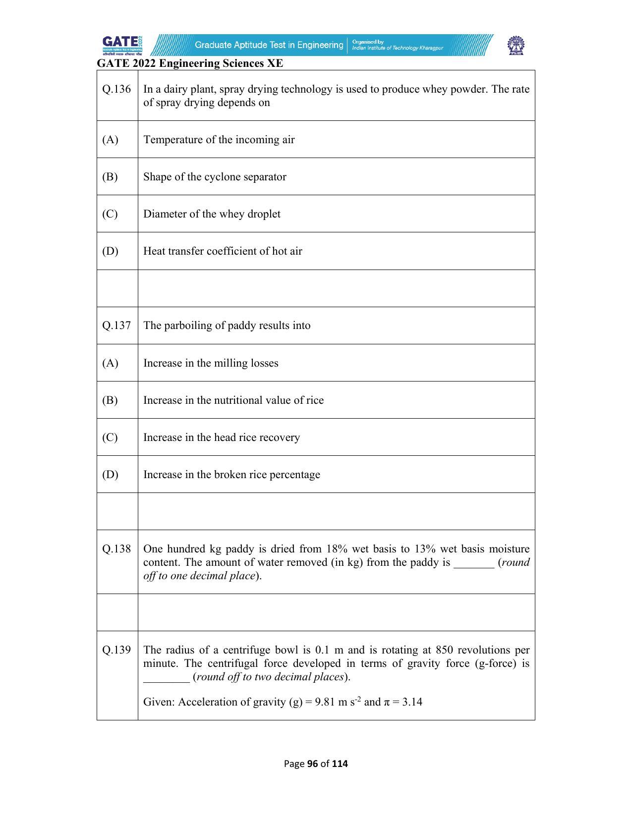 GATE 2022 Engineering Sciences (XE) Question Paper - Page 96