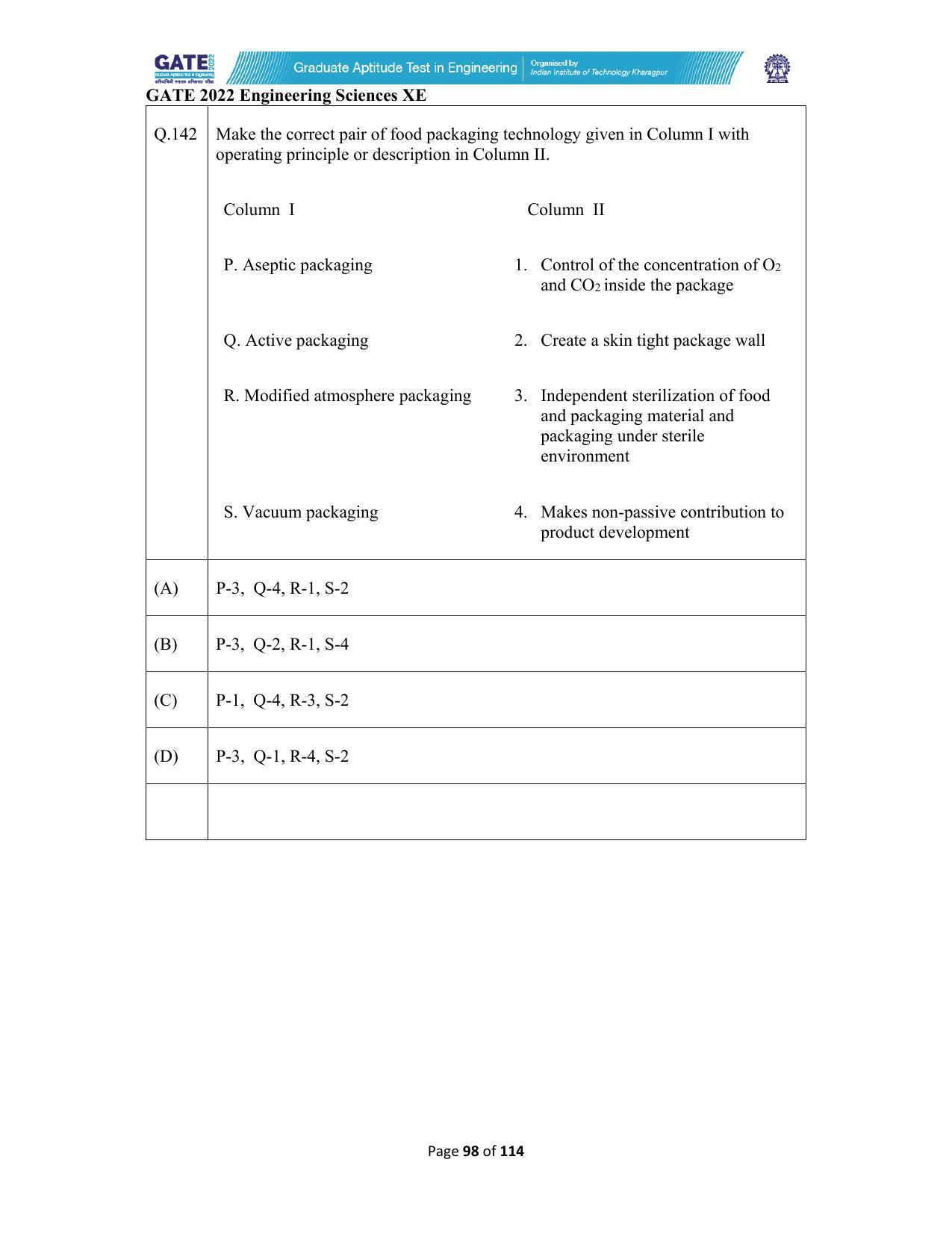 GATE 2022 Engineering Sciences (XE) Question Paper - Page 98