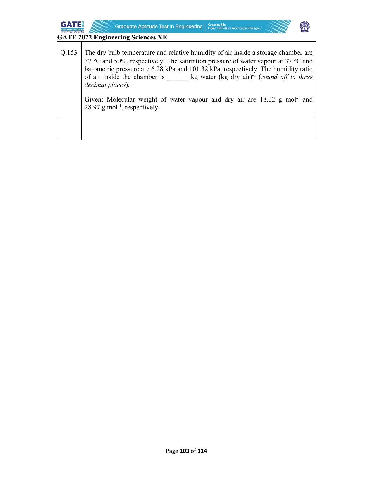 GATE 2022 Engineering Sciences (XE) Question Paper - Page 103
