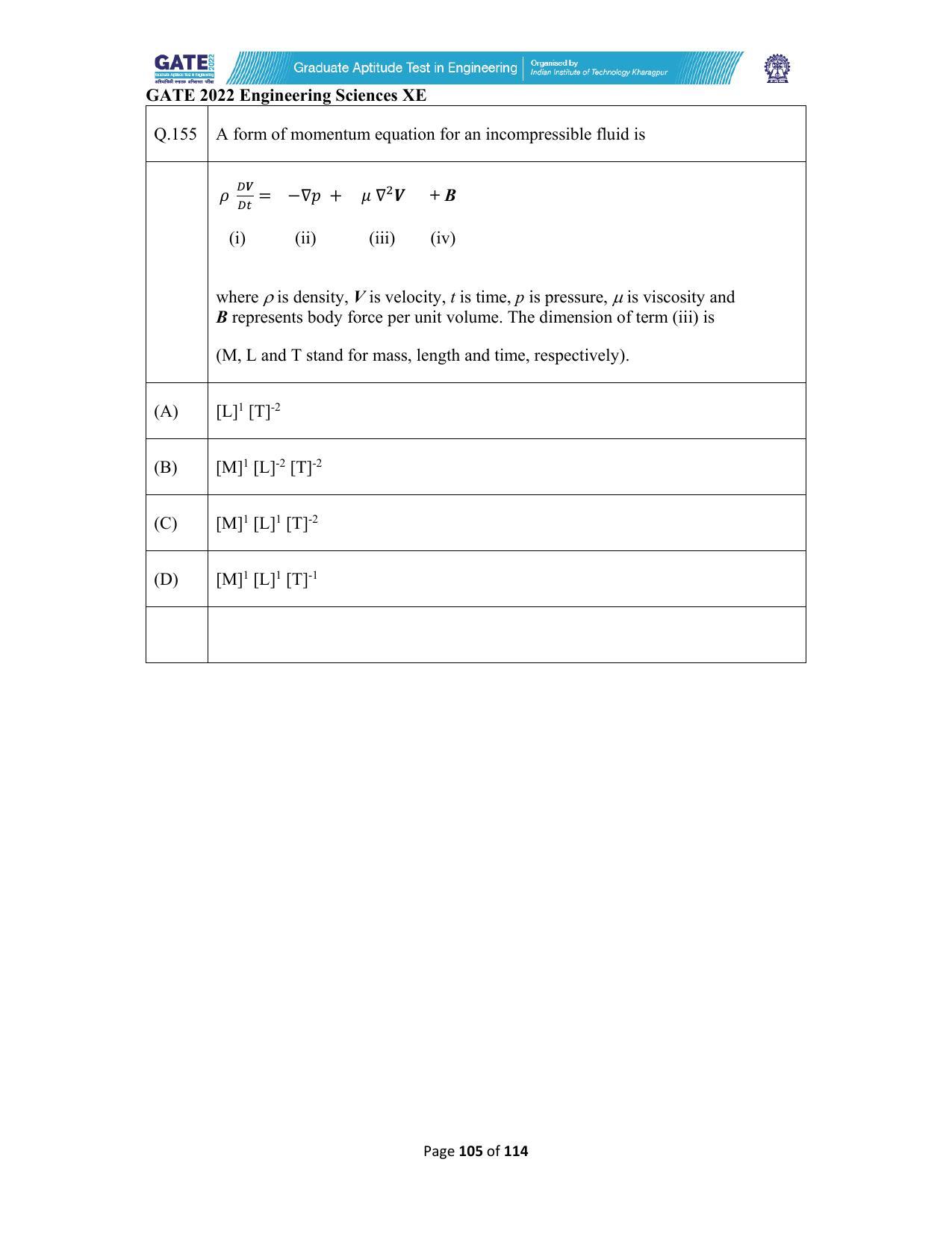 GATE 2022 Engineering Sciences (XE) Question Paper - Page 105