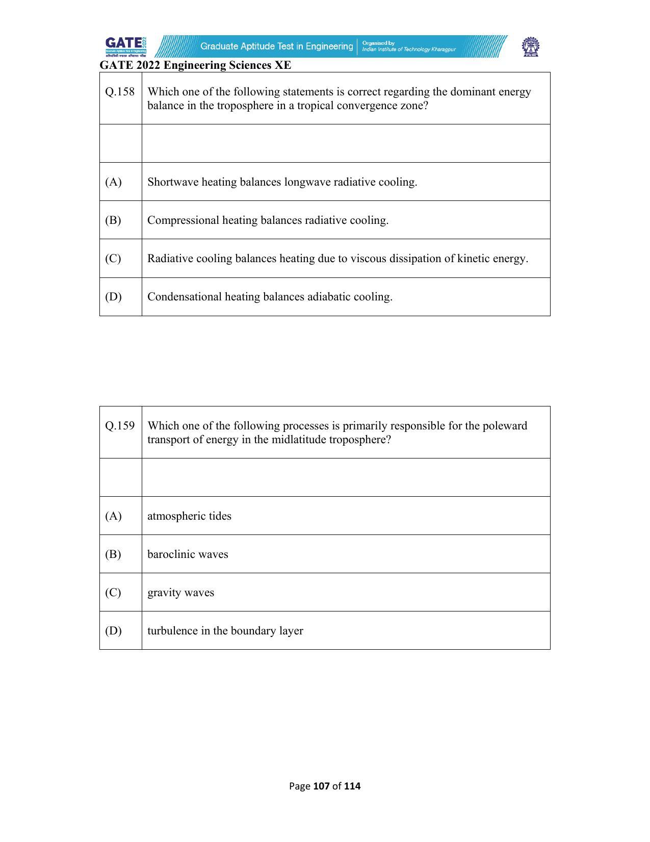 GATE 2022 Engineering Sciences (XE) Question Paper - Page 107