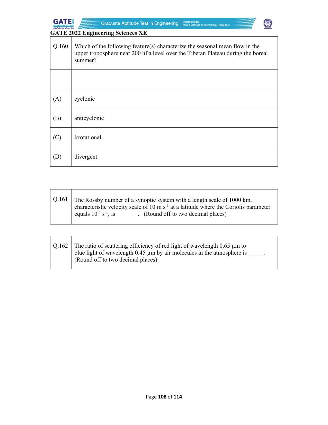 GATE 2022 Engineering Sciences (XE) Question Paper - Page 108