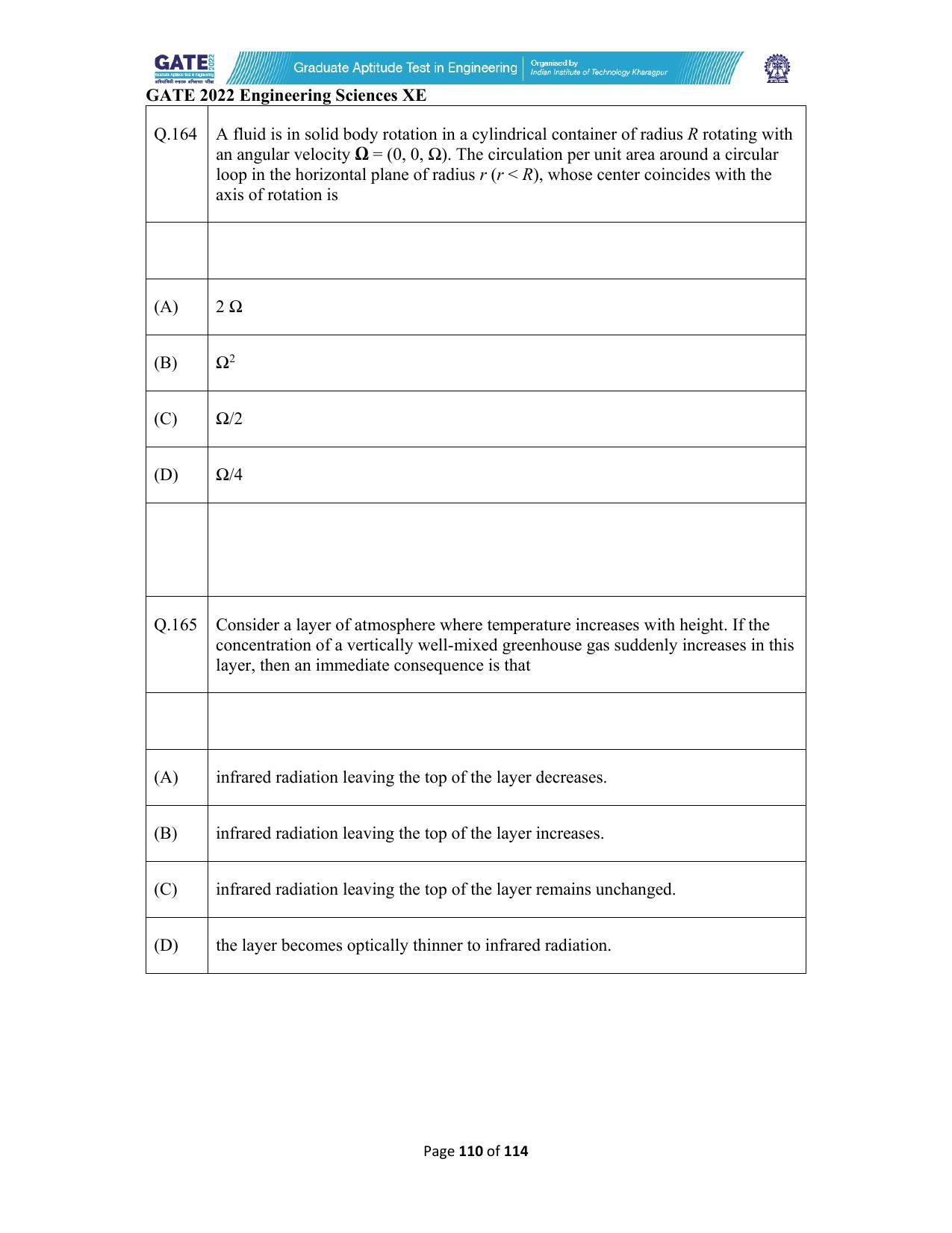 GATE 2022 Engineering Sciences (XE) Question Paper - Page 110