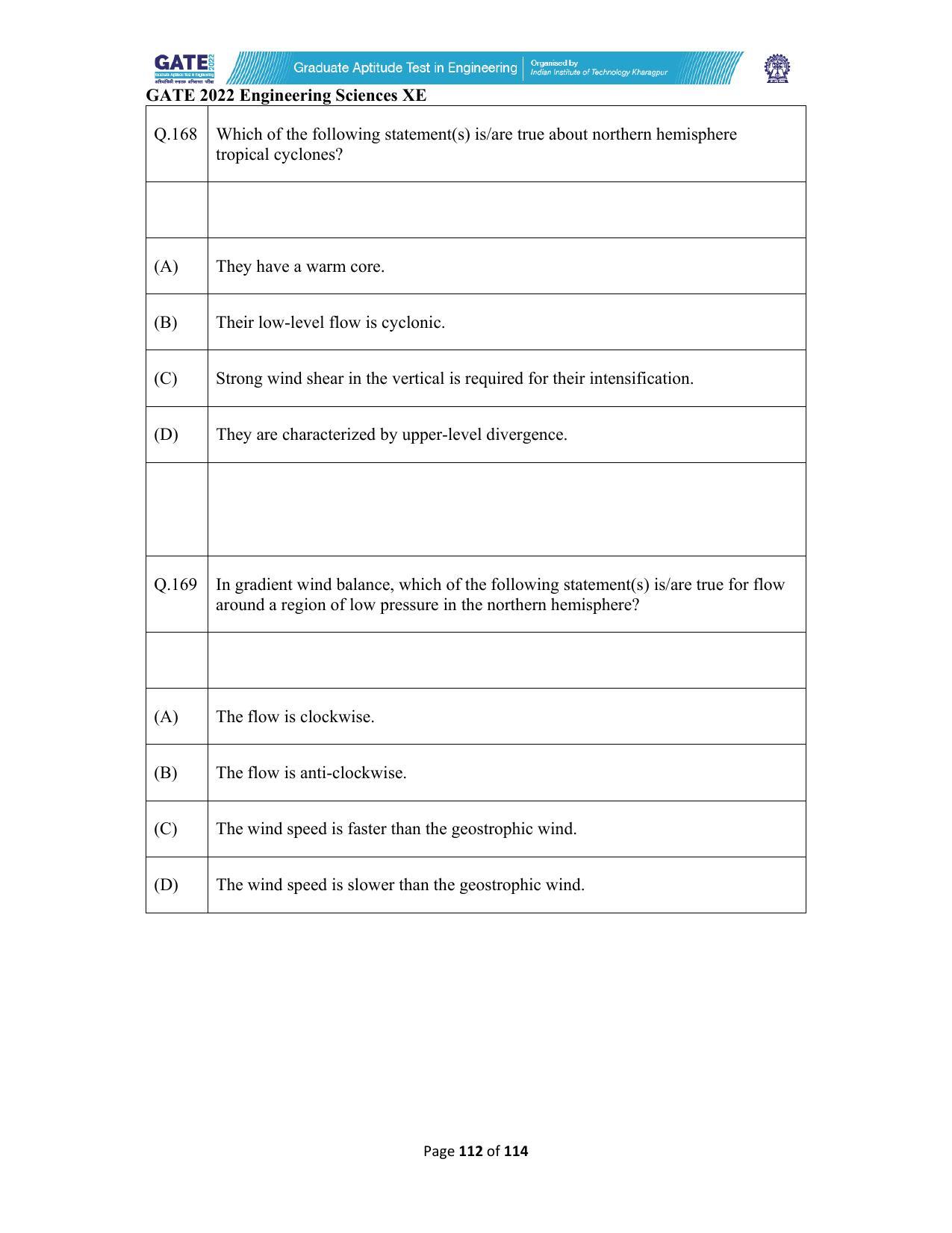 GATE 2022 Engineering Sciences (XE) Question Paper - Page 112