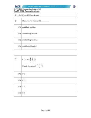 GATE 2022 Engineering Sciences (XE) Question Paper