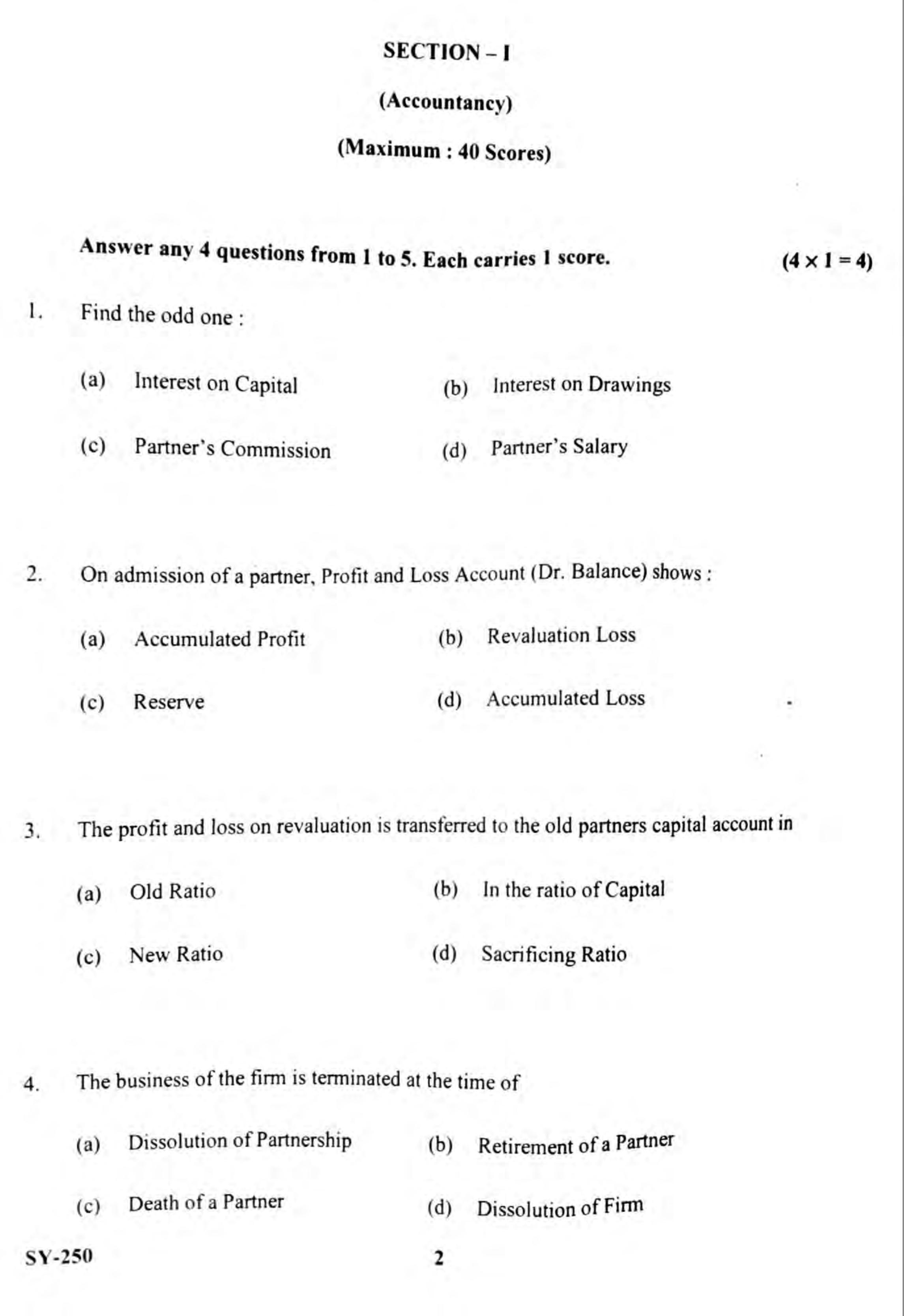Kerala Plus Two 2023 Accountancy (CA) Model Question Paper - Page 2