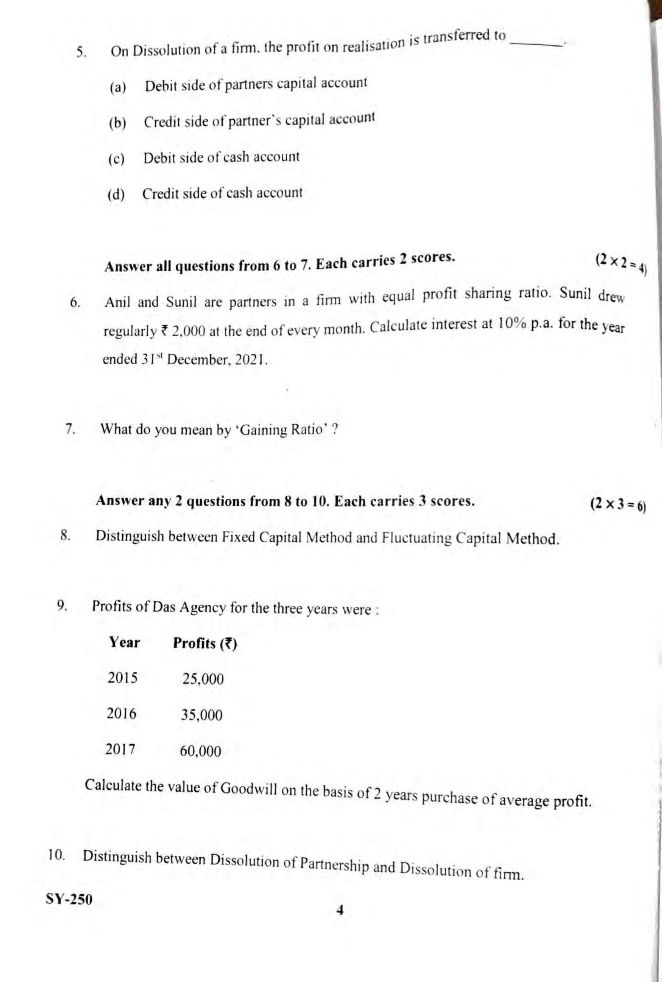 Kerala Plus Two 2023 Accountancy (CA) Model Question Paper - Page 4