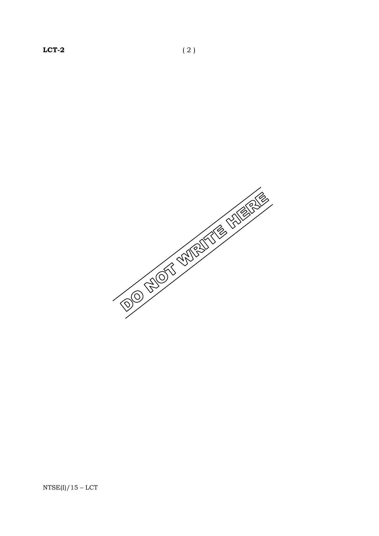 NTSE 2015 (Stage II) LCT Question Paper - Page 2