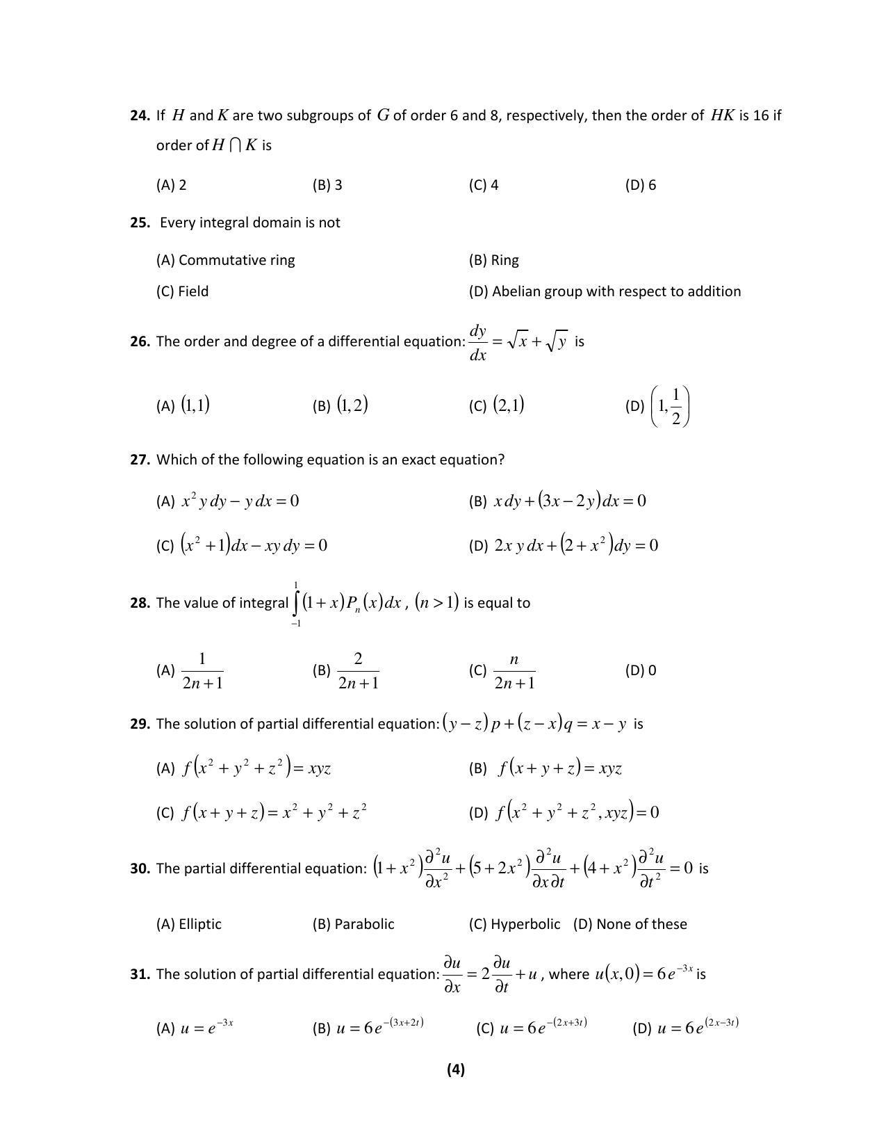 PU MPET Mathematics 2017 Question Paper - Page 4