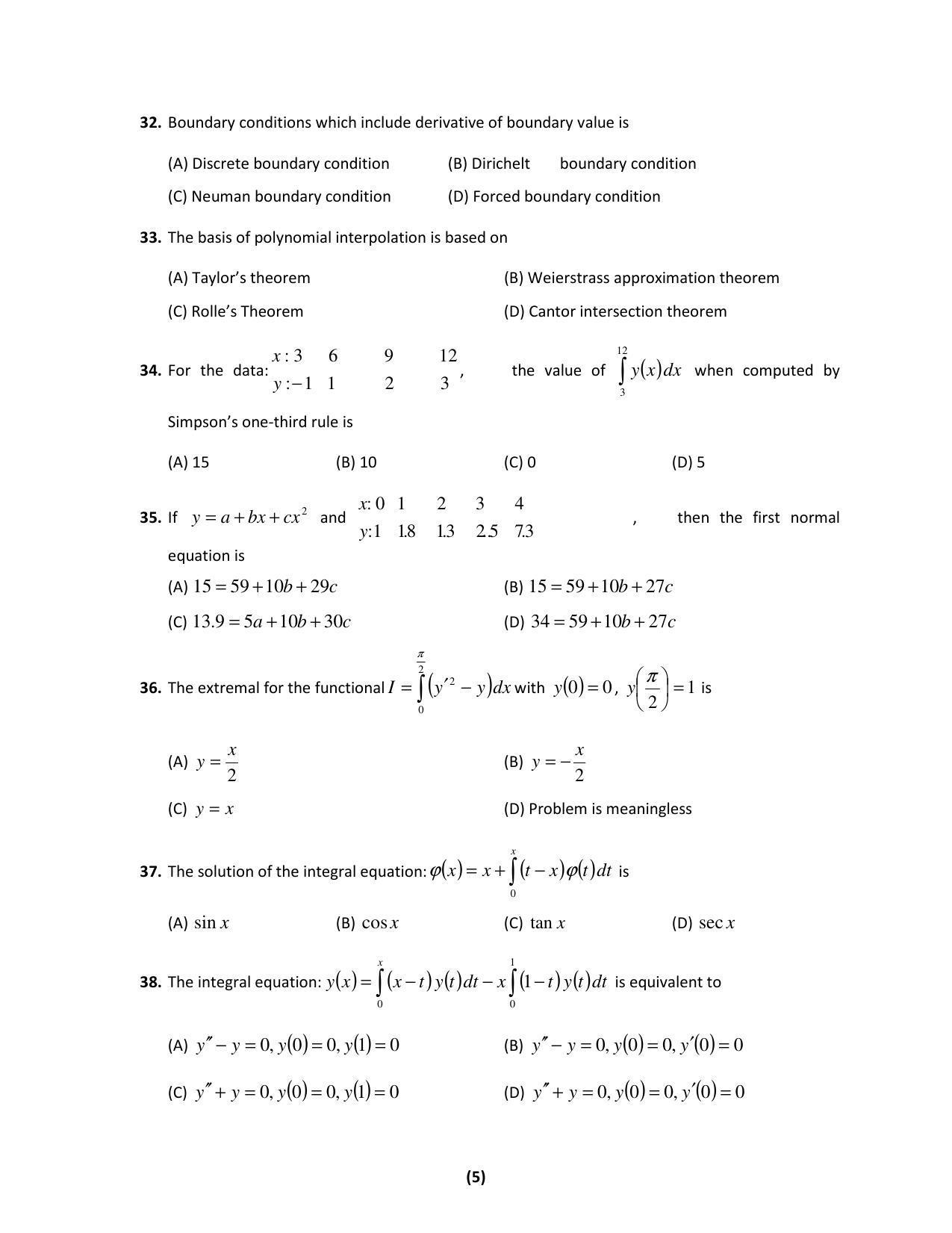 PU MPET Mathematics 2017 Question Paper - Page 5