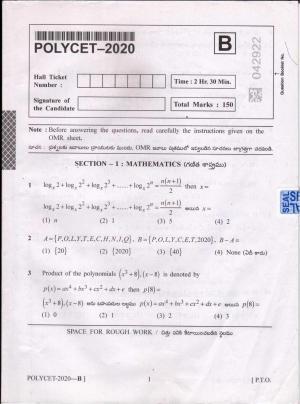 TS POLYCET 2020 Question Paper