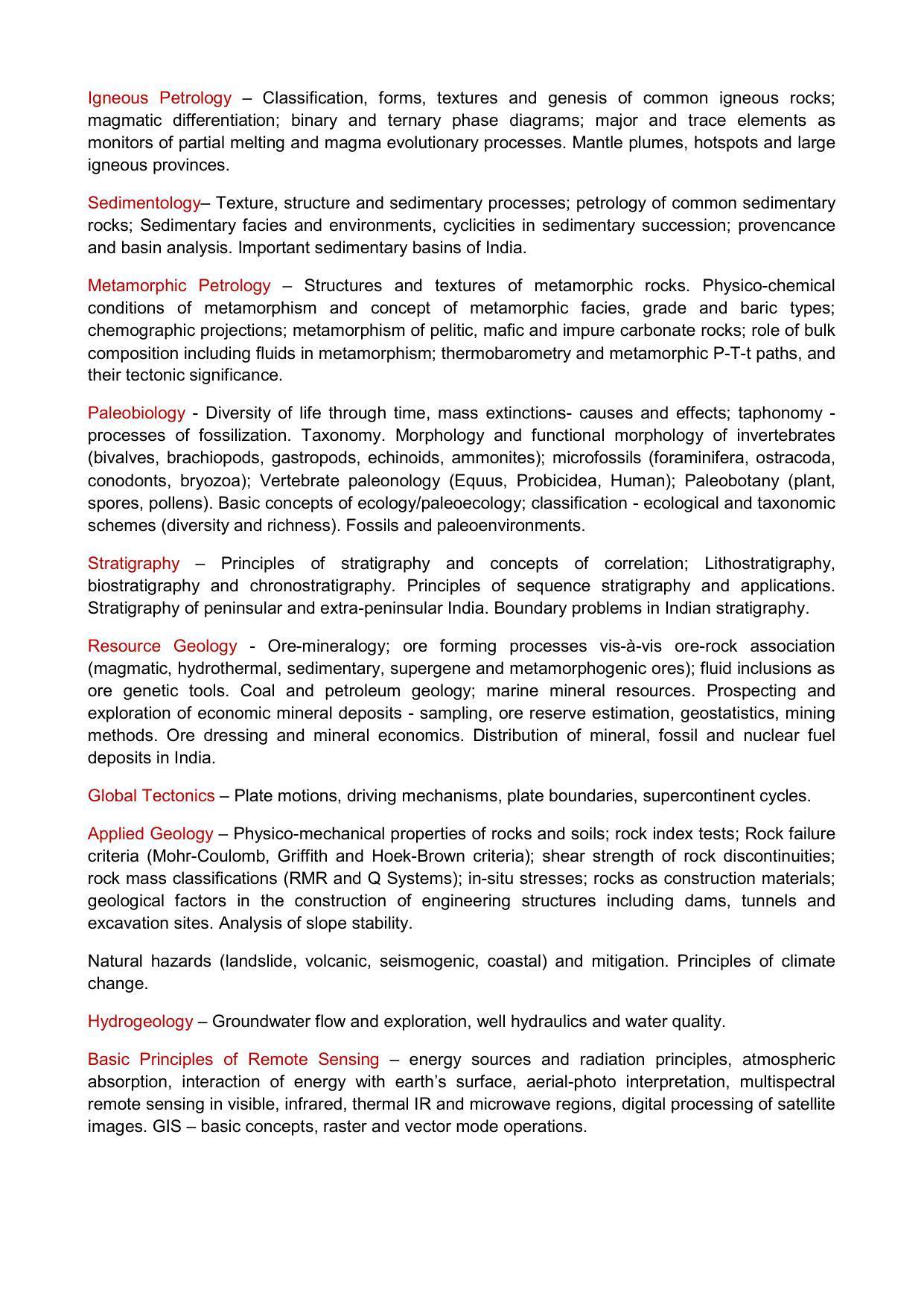 GATE Geology and Geophysics Syllabus - Page 2