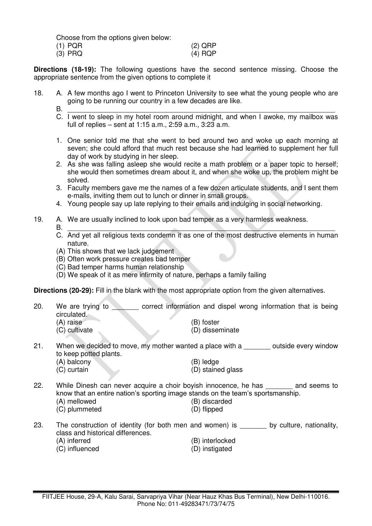 NTSE 2017 (Stage II) Language (LCT) Question Paper (May 14, 2017) - Page 5