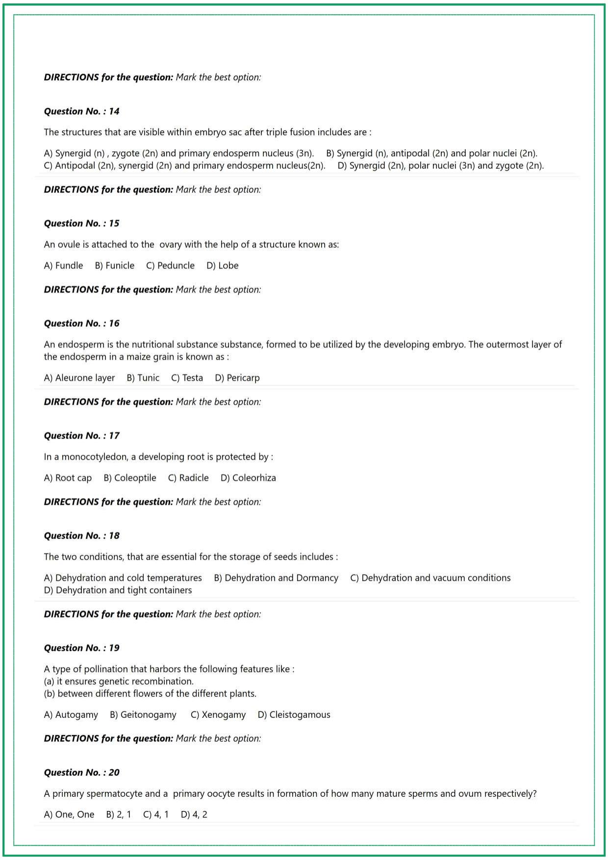 CUET UG Biology Sample Paper - Page 3