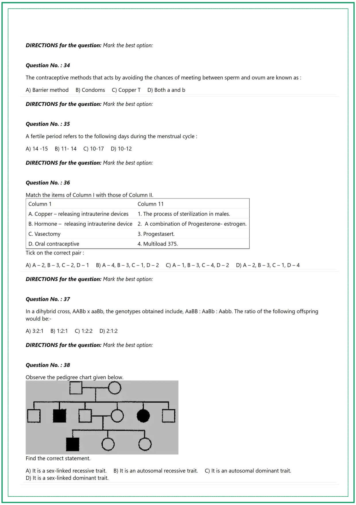 CUET UG Biology Sample Paper - Page 6