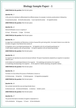 CUET UG Biology Sample Paper