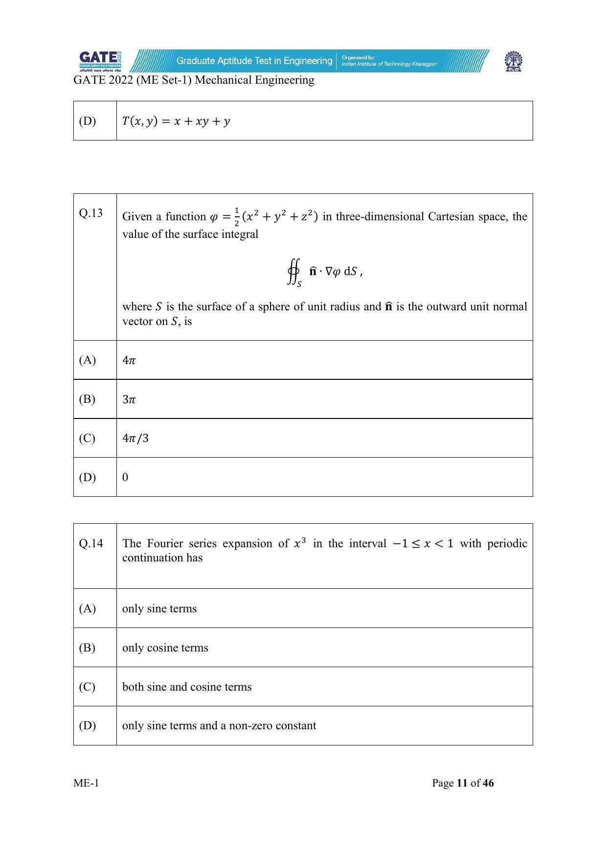GATE 2022 Mechanical Engineering (ME) Question Paper - Page 12