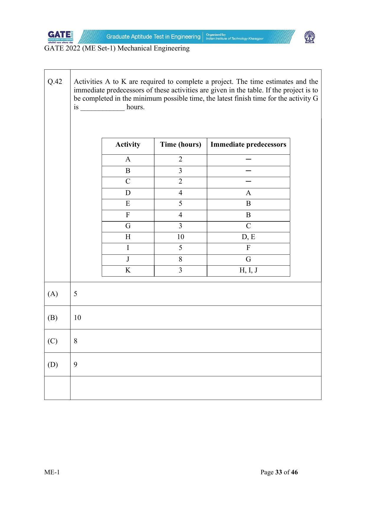 GATE 2022 Mechanical Engineering (ME) Question Paper - Page 34