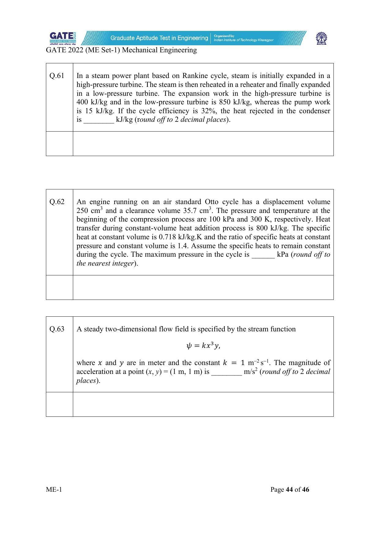 GATE 2022 Mechanical Engineering (ME) Question Paper - Page 45