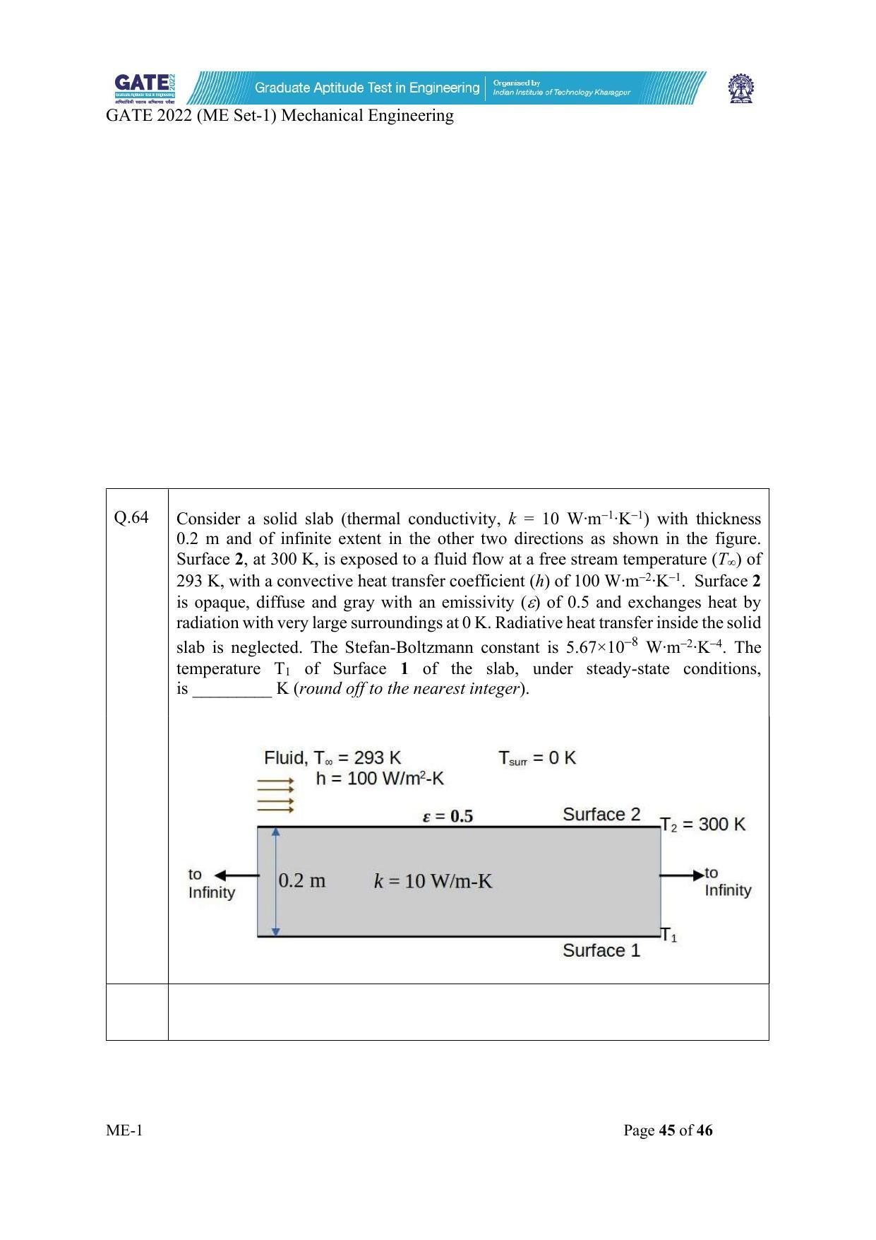 GATE 2022 Mechanical Engineering (ME) Question Paper - Page 46
