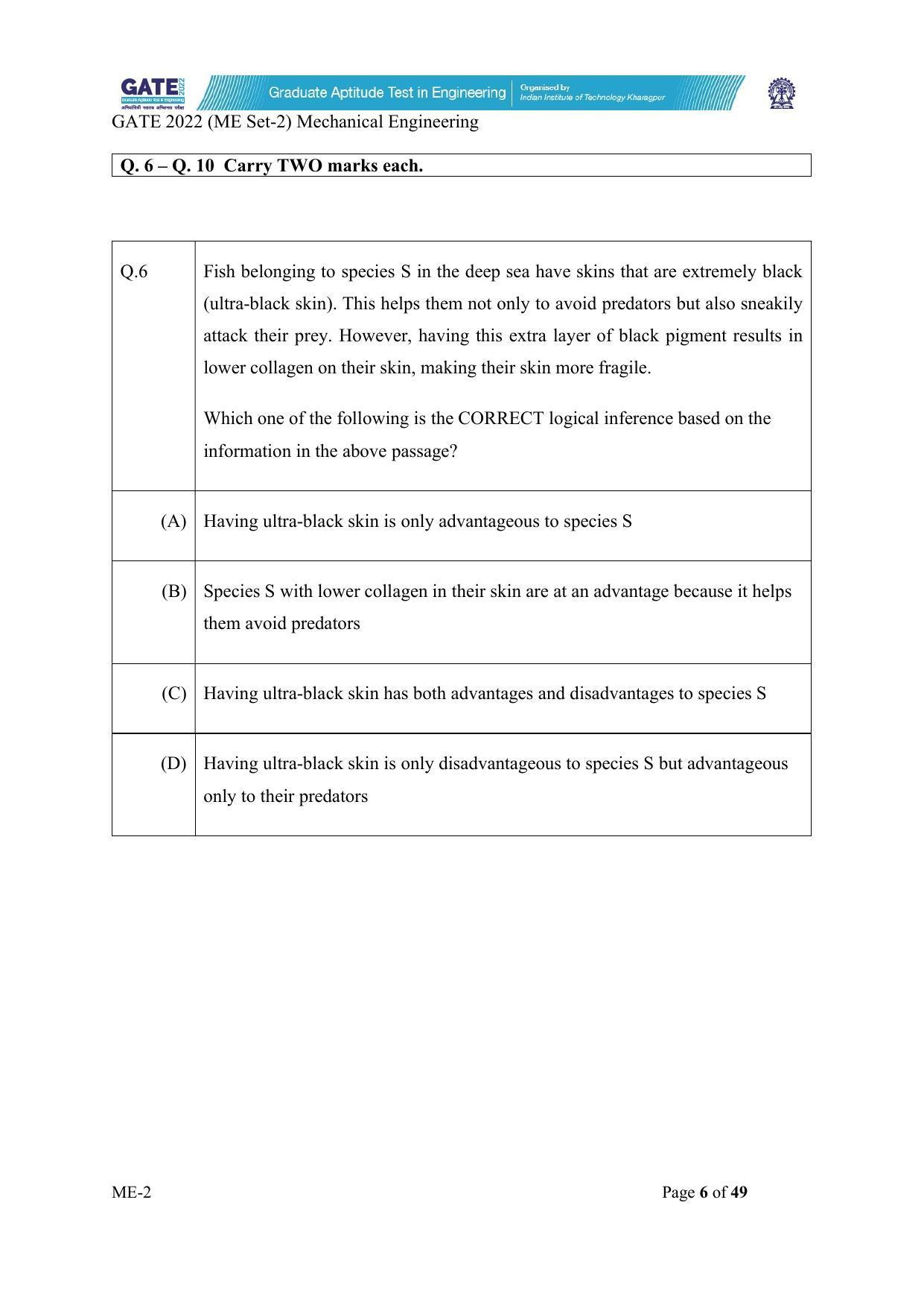 GATE 2022 Mechanical Engineering (ME) Question Paper - Page 56