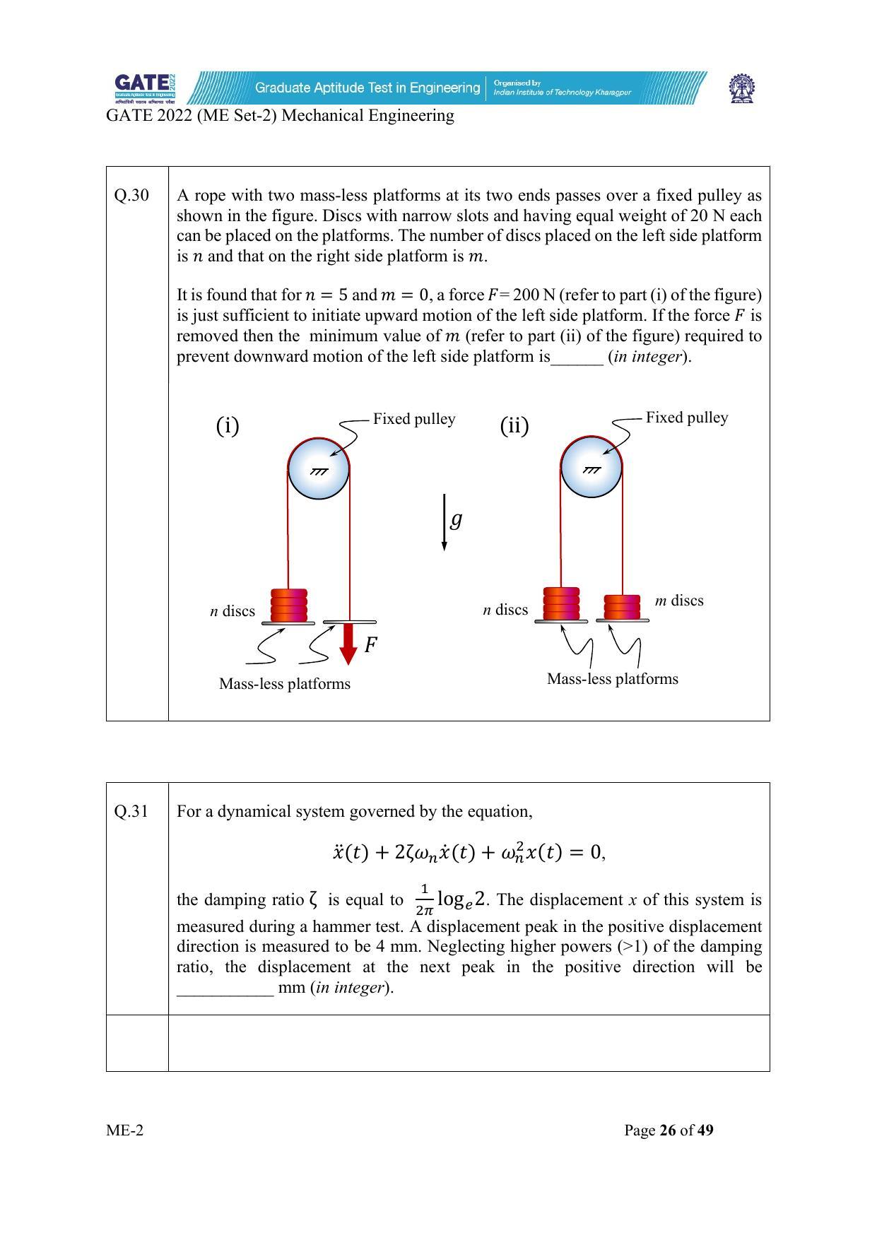 GATE 2022 Mechanical Engineering (ME) Question Paper - Page 76