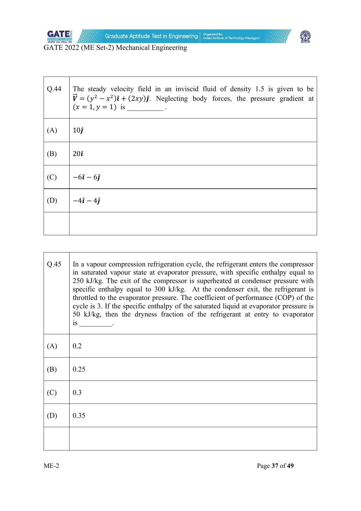 GATE 2022 Mechanical Engineering (ME) Question Paper - Page 87