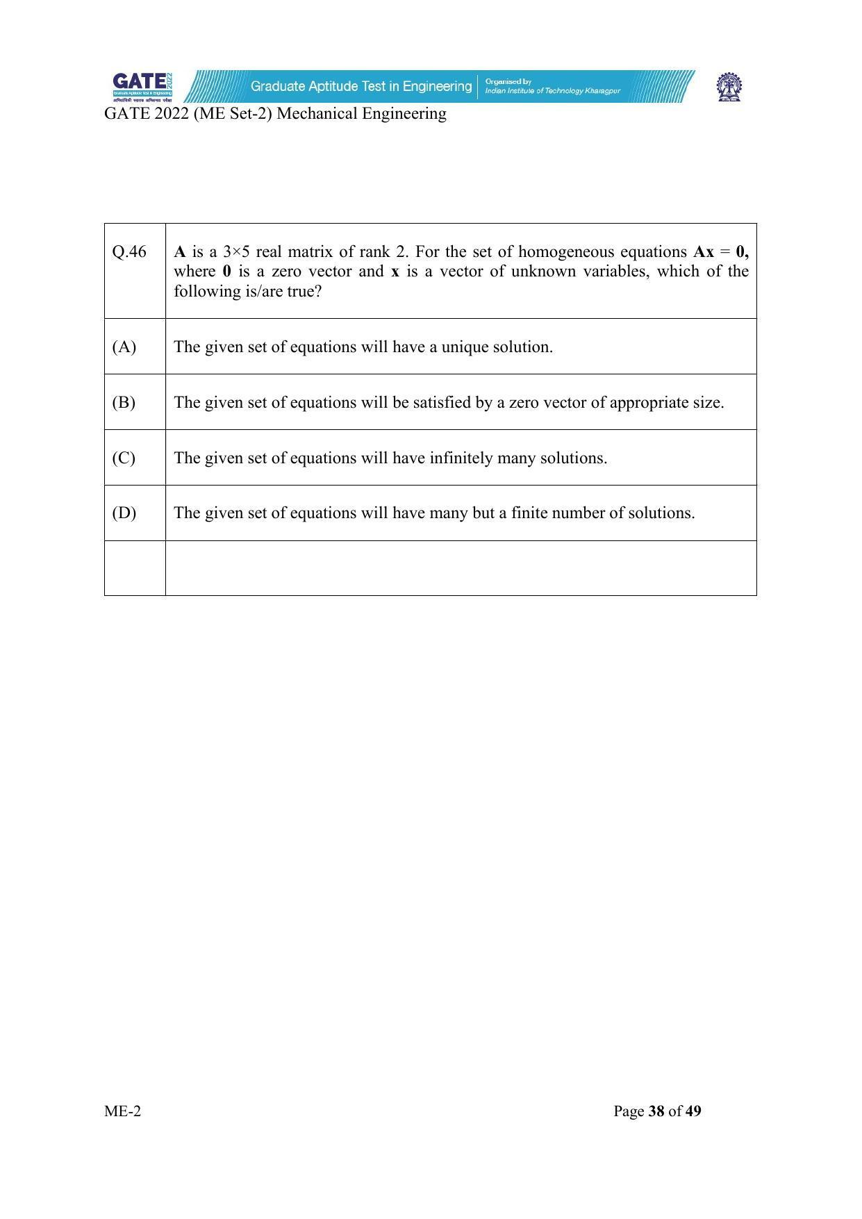 GATE 2022 Mechanical Engineering (ME) Question Paper - Page 88