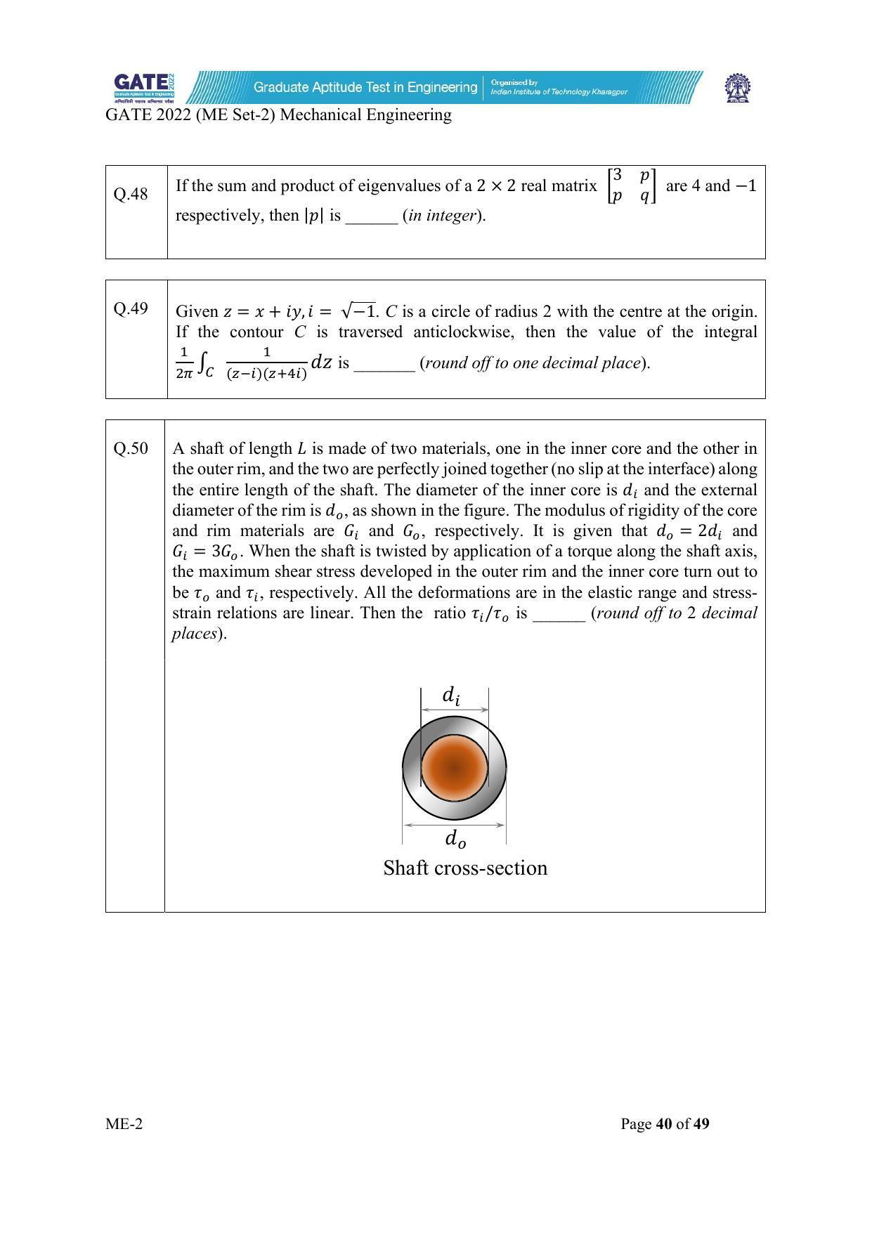 GATE 2022 Mechanical Engineering (ME) Question Paper - Page 90