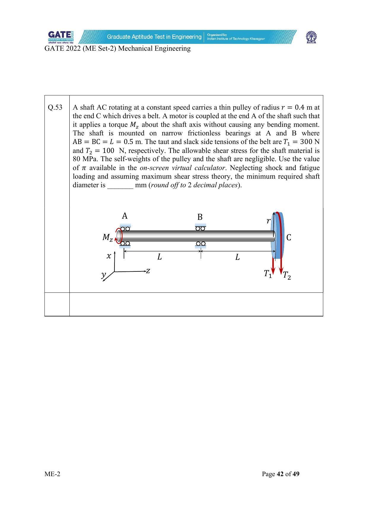 GATE 2022 Mechanical Engineering (ME) Question Paper - Page 92