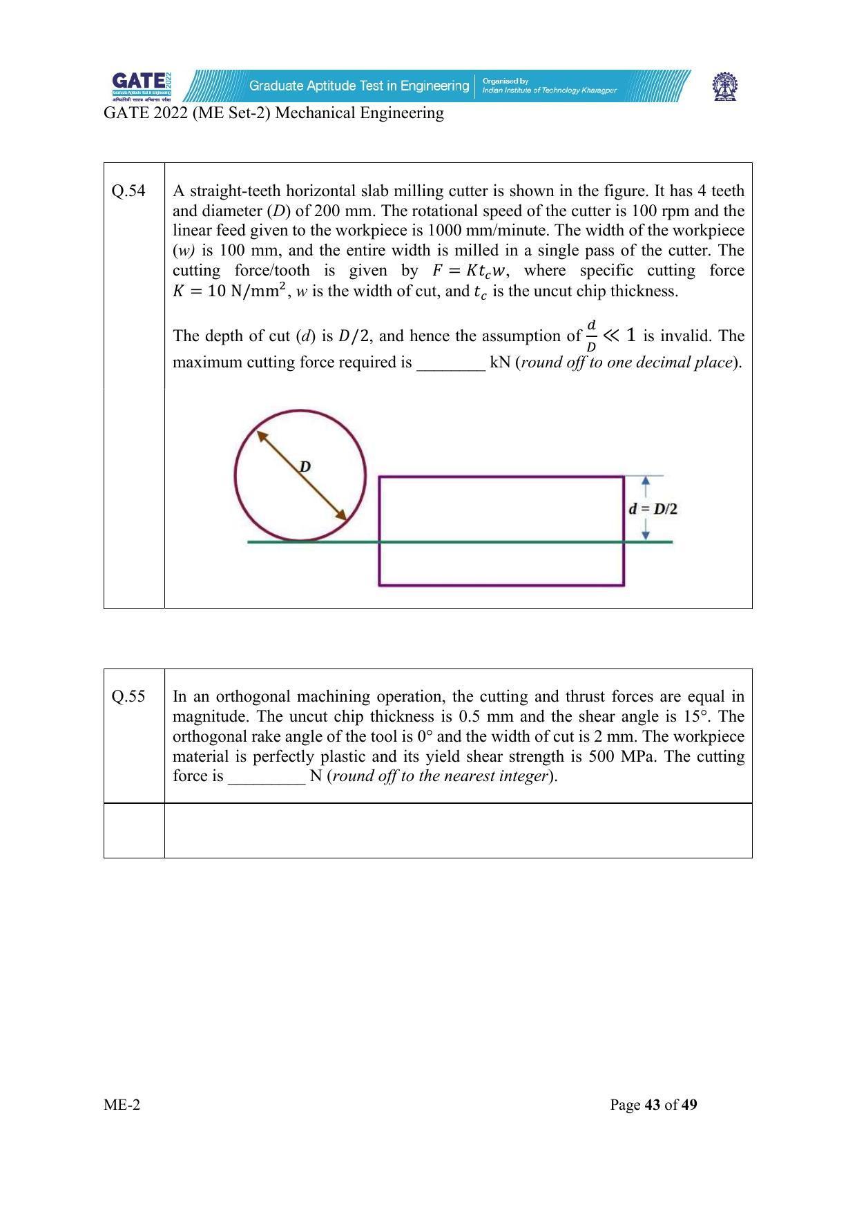GATE 2022 Mechanical Engineering (ME) Question Paper - Page 93