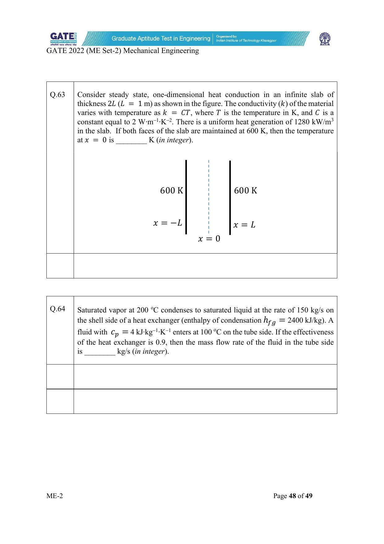 GATE 2022 Mechanical Engineering (ME) Question Paper - Page 98