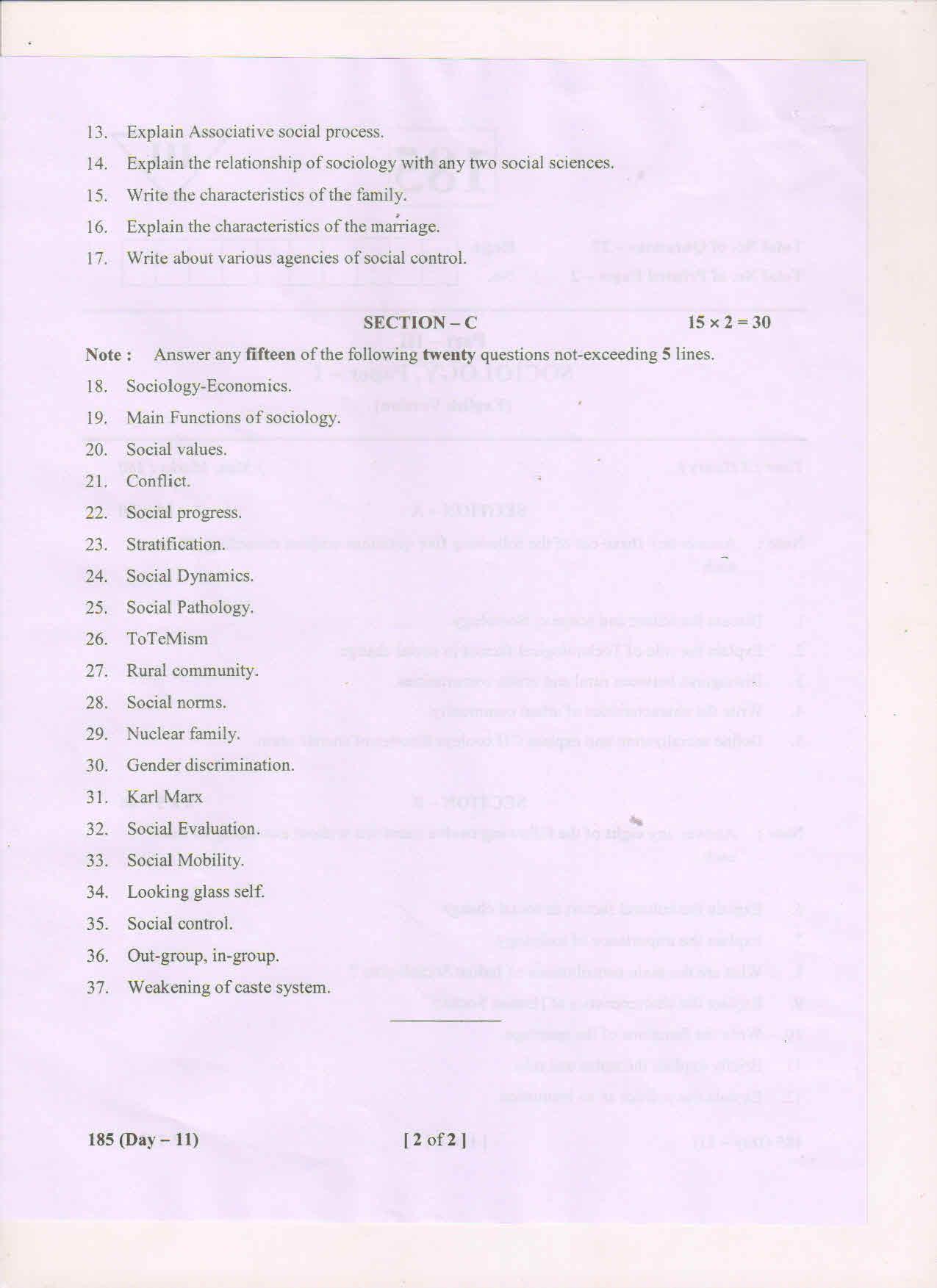 AP Inter 1st Year Sociology-I (EM) March 2018 (General) Question Paper - Page 2