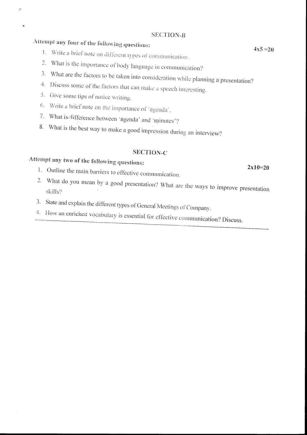 Bilaspur University Question Paper June 2022:B.Sc(Math) Semester VI Raigarh Communicative Skills Paper 1 - Page 2