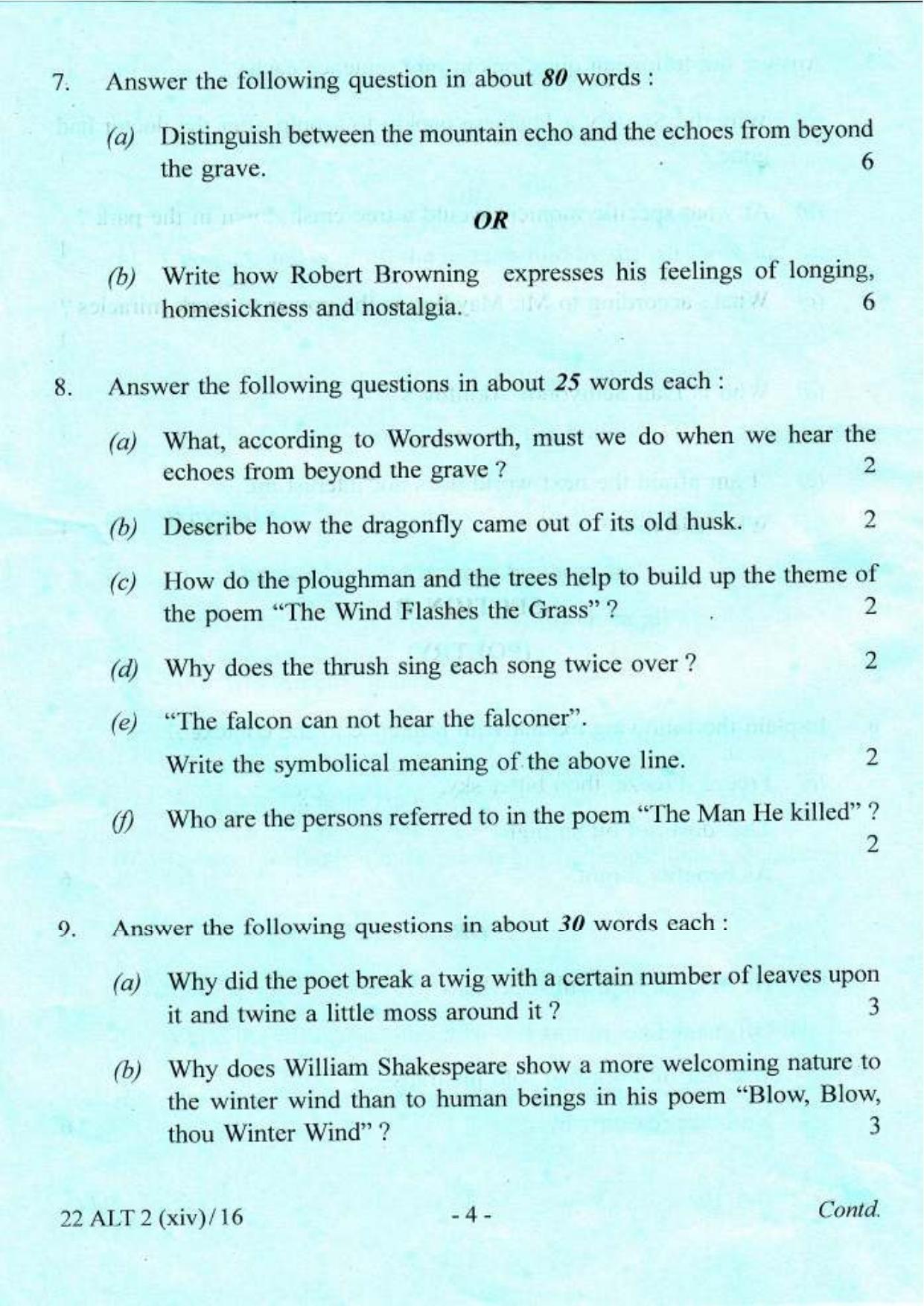 COHSEM Class 12 Alternative English 2016 Question Papers - Page 4