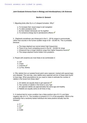 JGEEBILS Biology Answer Keys 2015