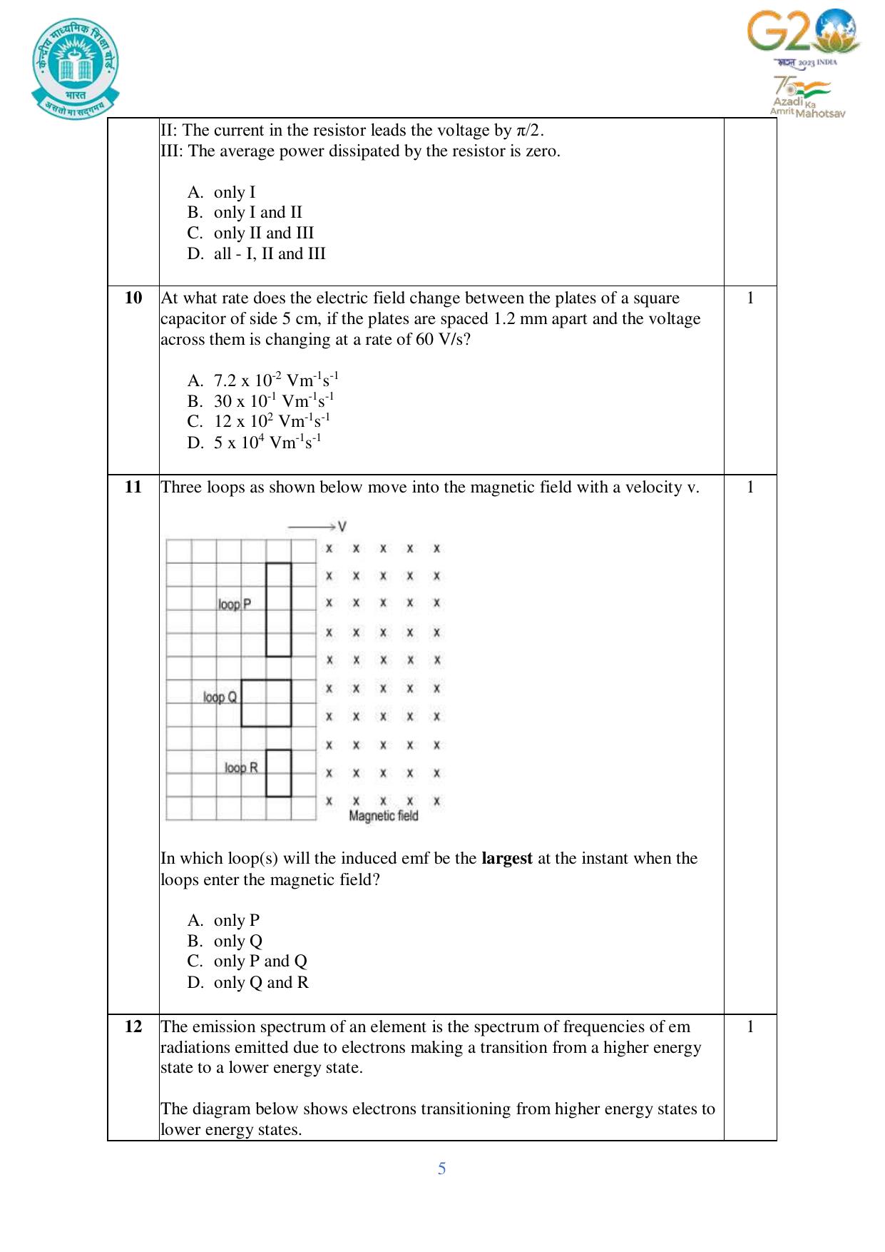 CBSE Class 12 Physics SET 1 Practice Questions 2023-24  - Page 5
