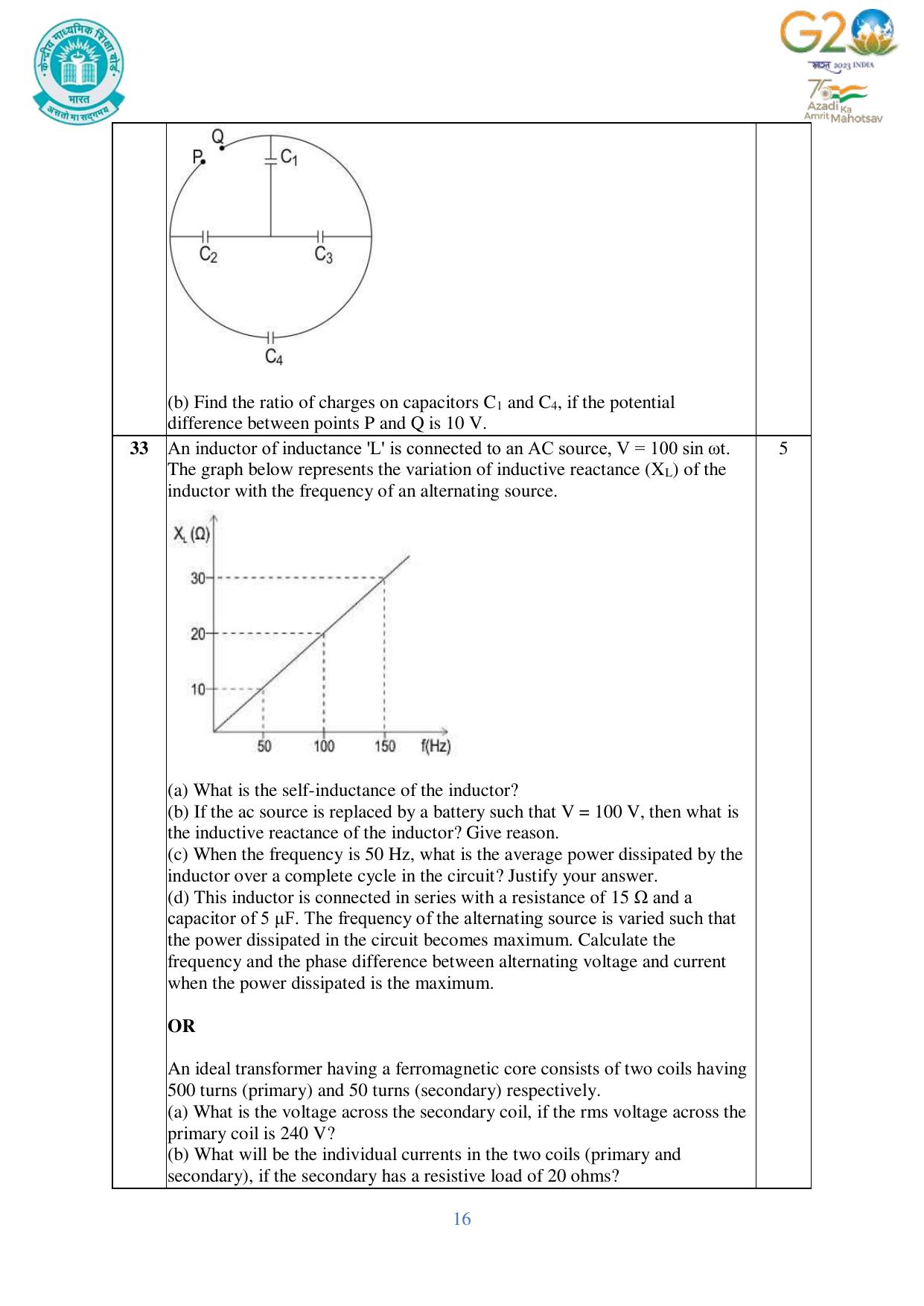 CBSE Class 12 Physics SET 1 Practice Questions 2023-24  - Page 16