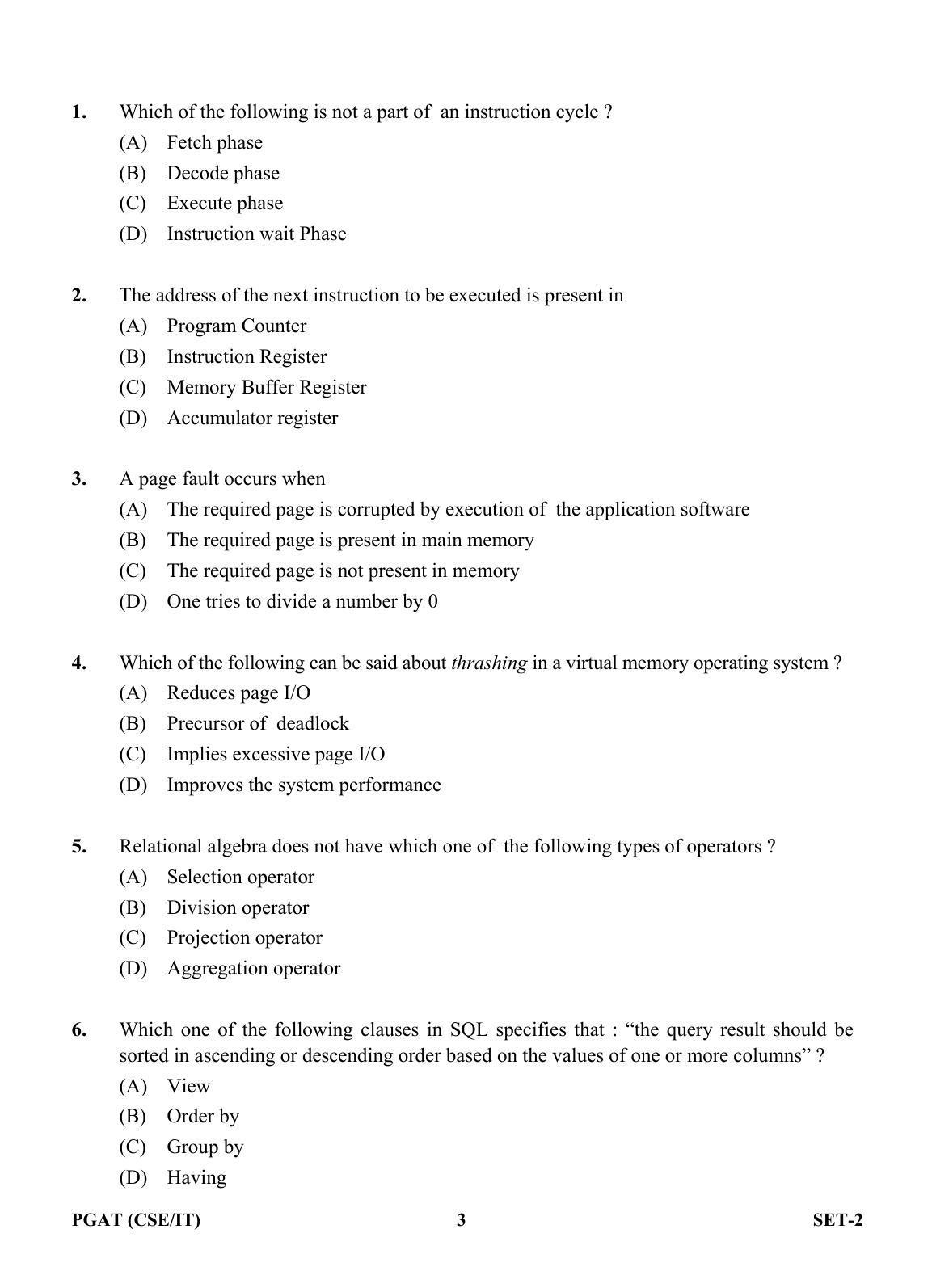 OJEE PGAT 2013 CSE IT SET 2 Question Paper - Page 2