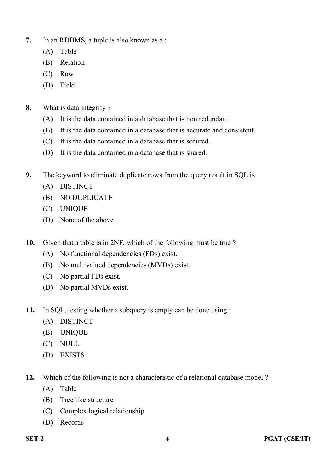 OJEE PGAT 2013 CSE IT SET 2 Question Paper - Page 3