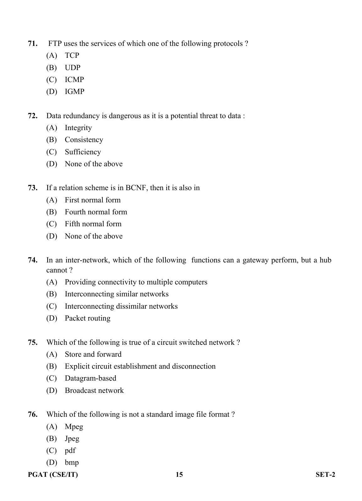 OJEE PGAT 2013 CSE IT SET 2 Question Paper - Page 14