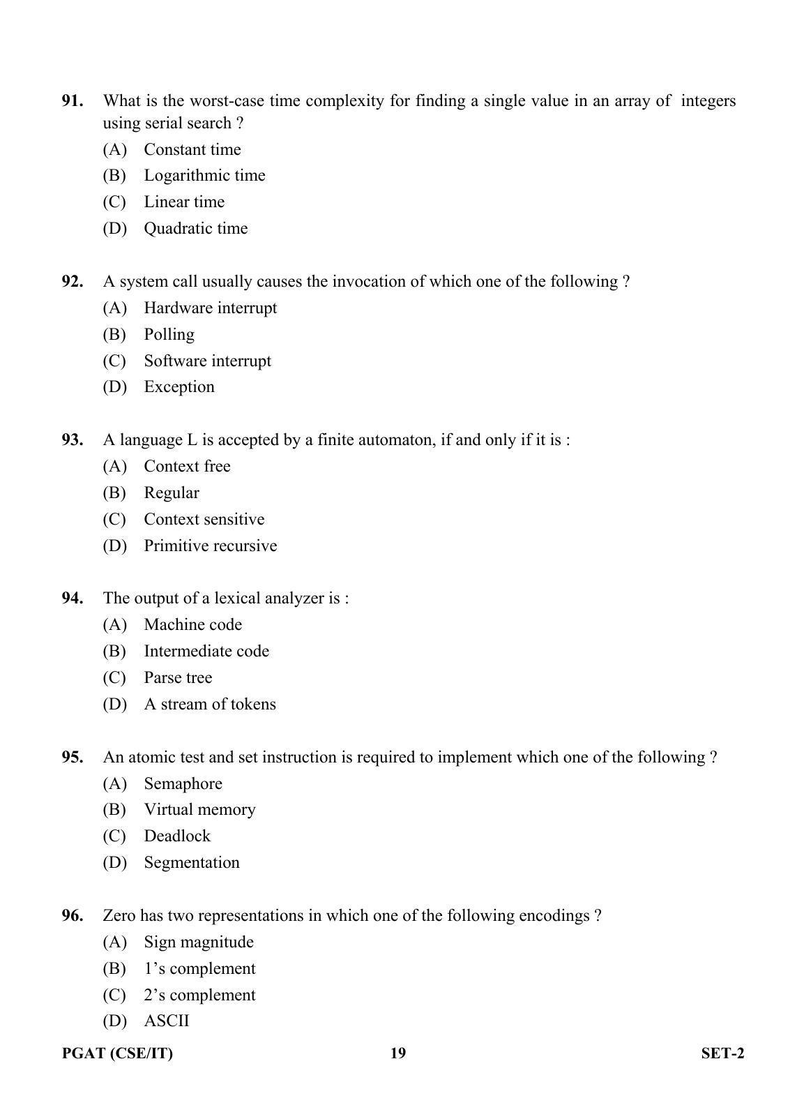 OJEE PGAT 2013 CSE IT SET 2 Question Paper - Page 18