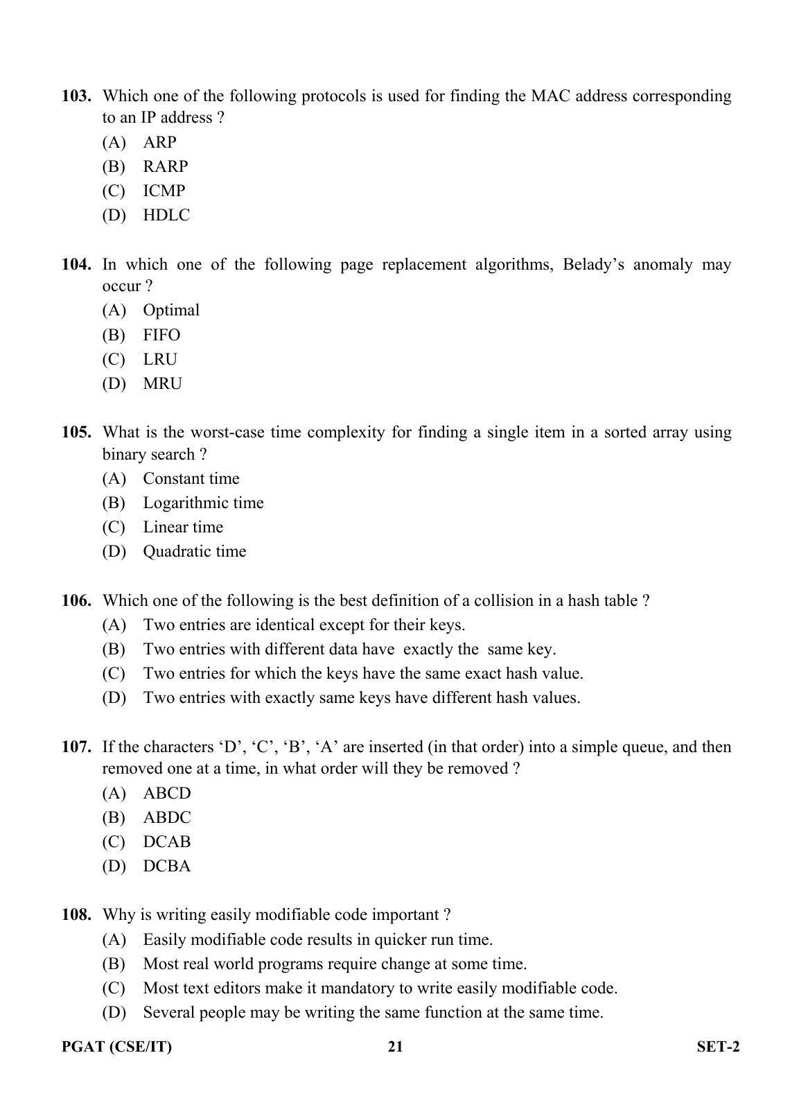 OJEE PGAT 2013 CSE IT SET 2 Question Paper - Page 20